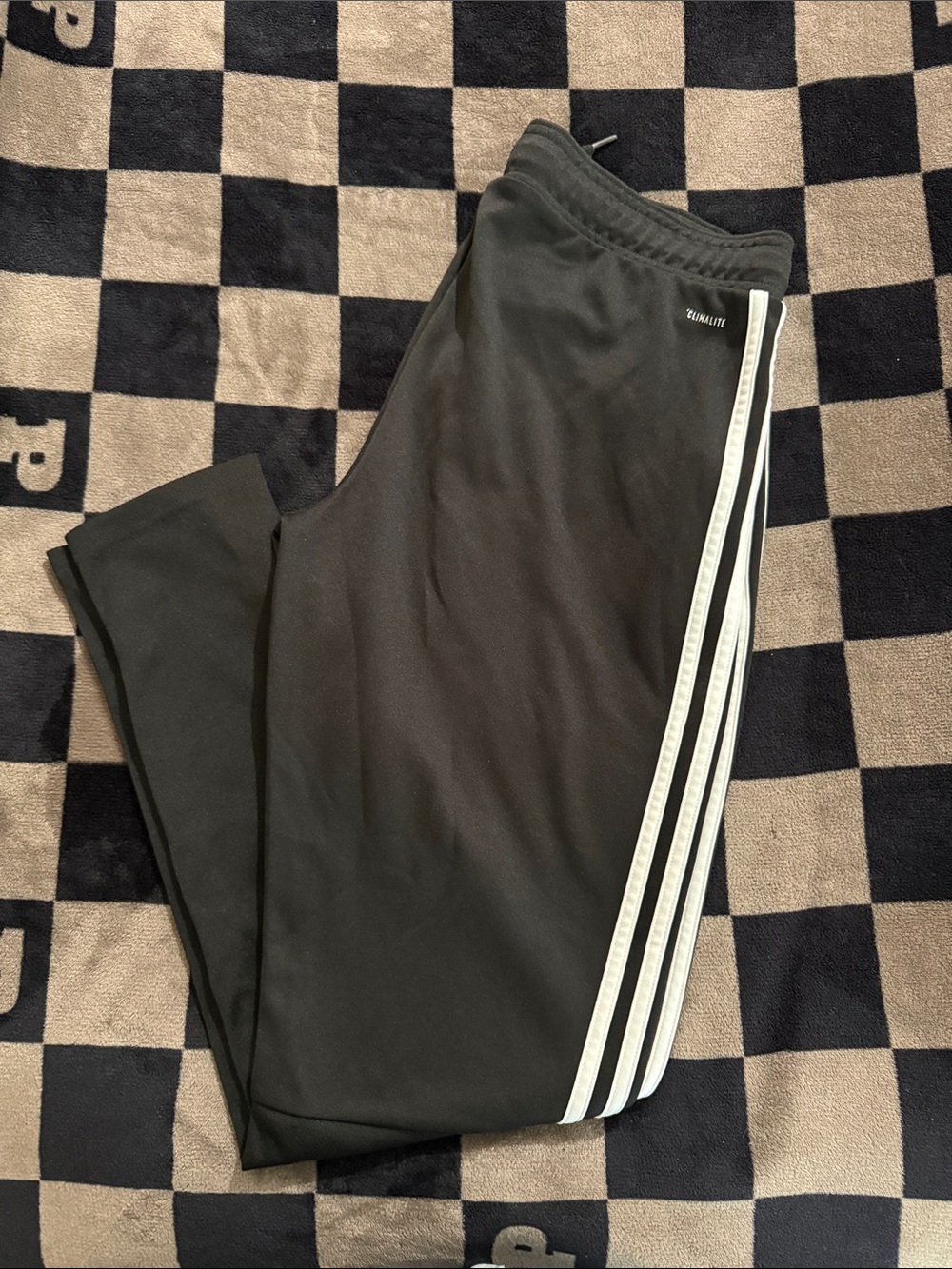 adidas Black Track Pants with White Three-Stripes
